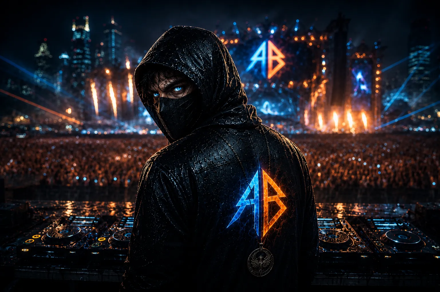 AfterBurn portrait wearing the signature mask